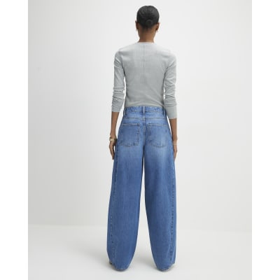 Blue Drawstring Balloon Leg Jeans