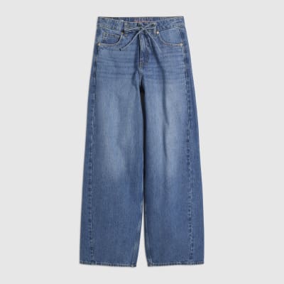 Blue Drawstring Balloon Leg Jeans