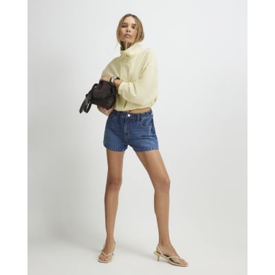 Blue Elasticated A Line Shorts