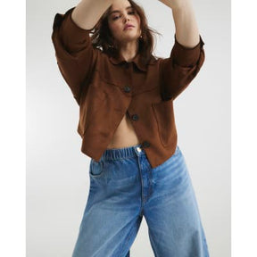 Blue Elasticated Barrel Leg Jeans