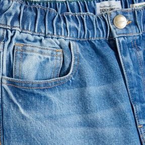 Blue Elasticated Barrel Leg Jeans
