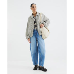 Blue Elasticated Barrel Leg Jeans