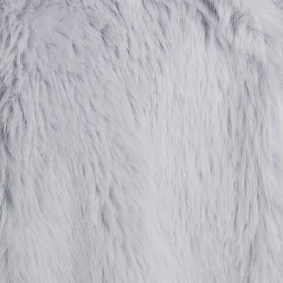 Blue Faux Fur Hooded Long Sleeve Coat