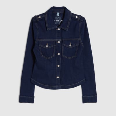 Blue Fitted Denim Jacket
