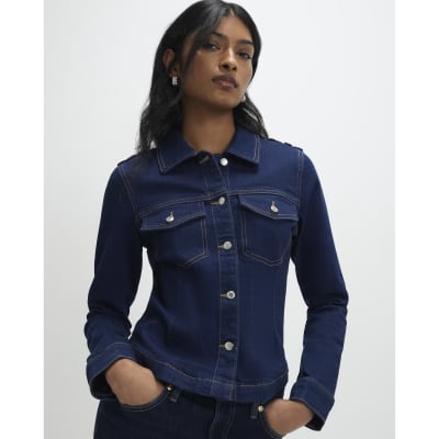 Blue Fitted Denim Jacket