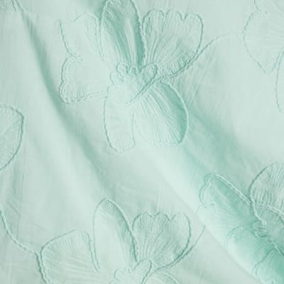 Blue Floral 3D Embroidered Tank Top