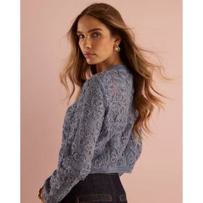 Blue Floral Lace Cardigan