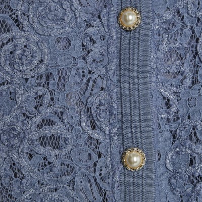 Blue Floral Lace Cardigan