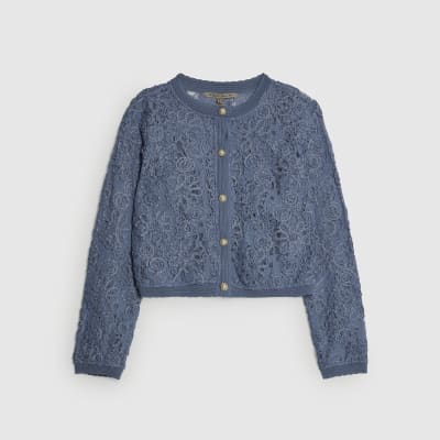 Blue Floral Lace Cardigan