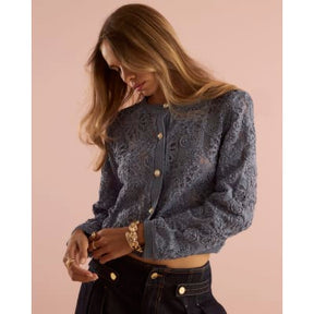 Blue Floral Lace Cardigan
