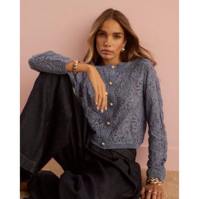 Blue Floral Lace Cardigan