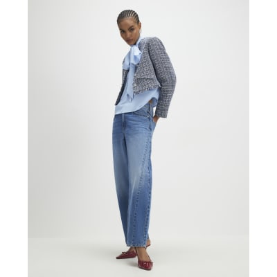 Blue Frayed Edge Boucle Jacket