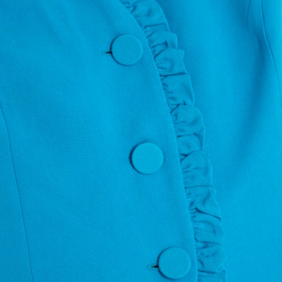 Blue Frill Button Tailored Top
