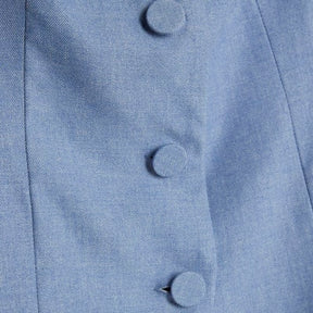 Blue High Neck Fitted Waistcoat