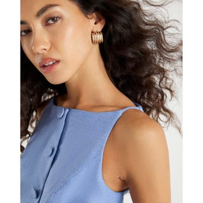 Blue High Neck Fitted Waistcoat