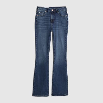 Blue High Rise Flared Jeans