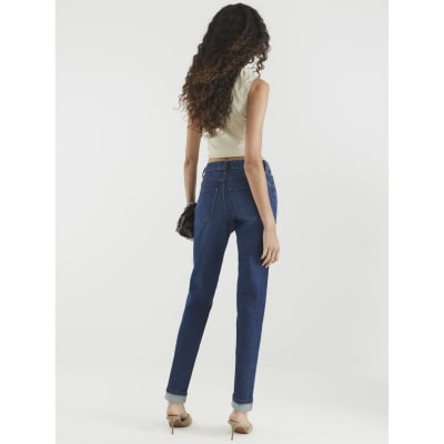 Blue High Rise Mom Jeans