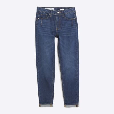 Blue High Rise Mom Jeans