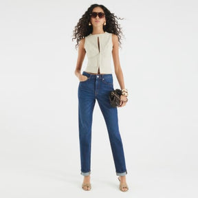 Blue High Rise Mom Jeans