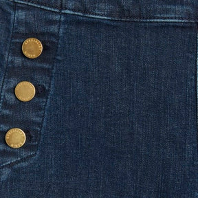 Blue High Rise Palazzo Button Detail Jeans