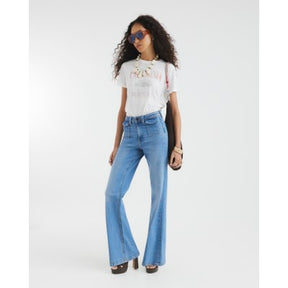 Blue High Rise Relaxed Flare Jeans