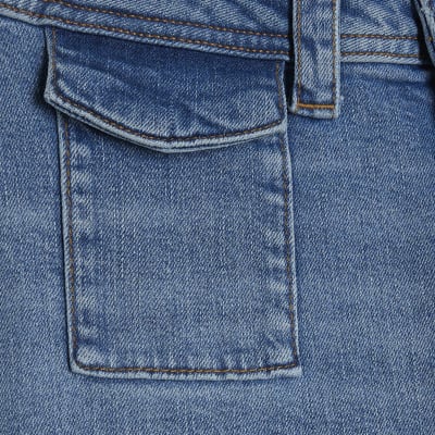 Blue High Rise Relaxed Flare Jeans