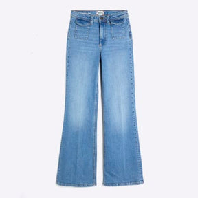 Blue High Rise Relaxed Flare Jeans