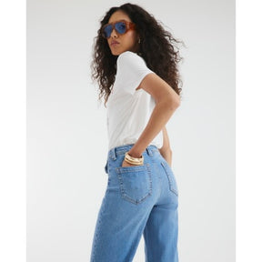 Blue High Rise Relaxed Flare Jeans