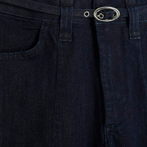 Blue High Rise Relaxed Flared Cargo Jeans