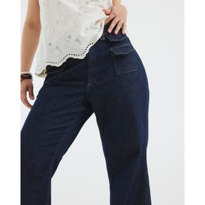Blue High Rise Relaxed Flared Leg Jeans