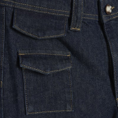 Blue High Rise Relaxed Flared Leg Jeans