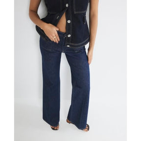 Blue High Rise Relaxed Flared Leg Jeans