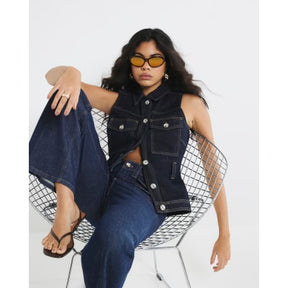 Blue High Rise Relaxed Flared Leg Jeans