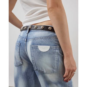 Blue High Rise Relaxed Straight Leg Jeans