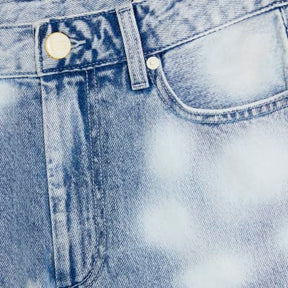 Blue High Rise Relaxed Straight Leg Jeans