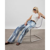 Blue High Rise Relaxed Straight Leg Jeans