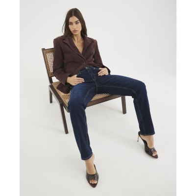 Blue High Rise Slim Fit Jeans