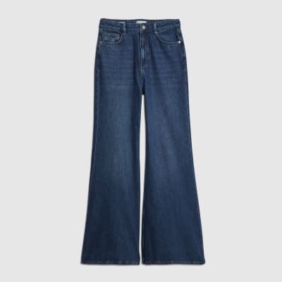 Blue High Rise Soft Wide Leg Jeans