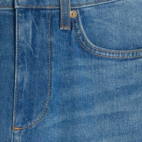 Blue High Rise Stretch Straight Leg Jeans