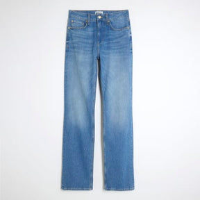 Blue High Rise Stretch Straight Leg Jeans