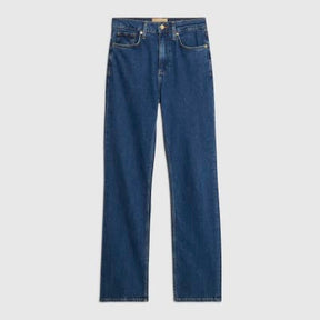 Blue High Rise Stretch Straight Leg Jeans