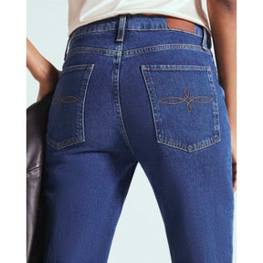 Blue High Rise Stretch Straight Leg Jeans