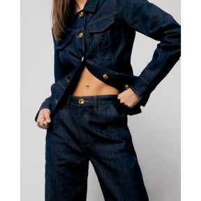 Blue High Rise Tapered Jeans