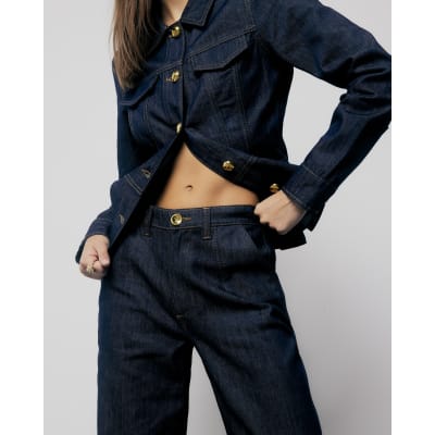 Blue High Rise Tapered Jeans