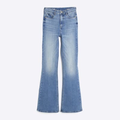 Blue High Rise Tummy Hold Sculpt Flared Jeans