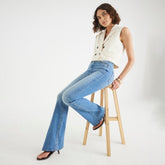 Blue High Rise Tummy Hold Sculpt Flared Jeans