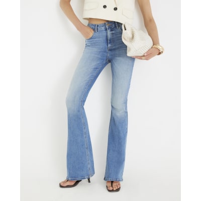Blue High Rise Tummy Hold Sculpt Flared Jeans