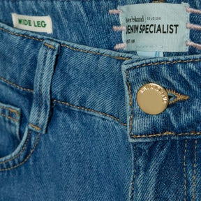 Blue High Rise Wide Leg Jeans