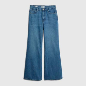 Blue High Rise Wide Leg Jeans