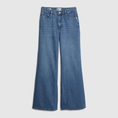 Blue High Rise Wide Leg Jeans